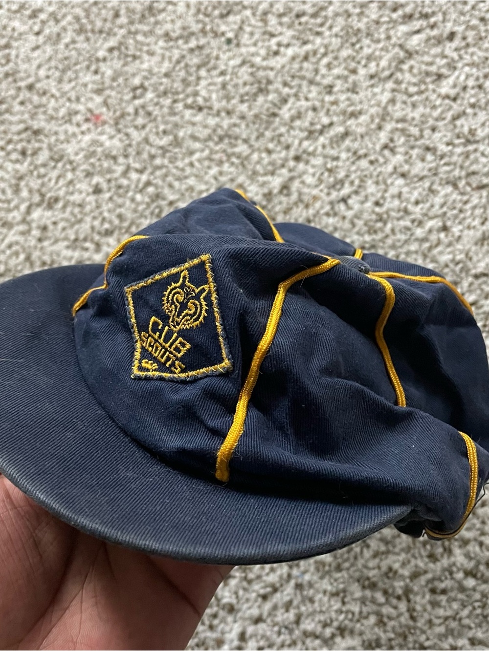 Vintage 1950s/1960s BSA Cub Scout Wolf Beanie Cap - Navy & Yellow Piping